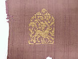 Textile Fragment: Brocaded Tabby with Pattern of Hares, Silk, metallic thread, China